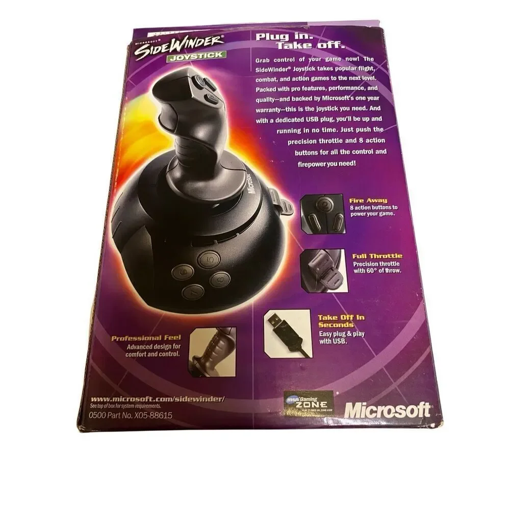 Microsoft SideWinder USB Joystick With Original Box Untested Vintage Gaming